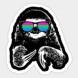 Pride Sloth Polysexual Flag Sunglasses Sticker